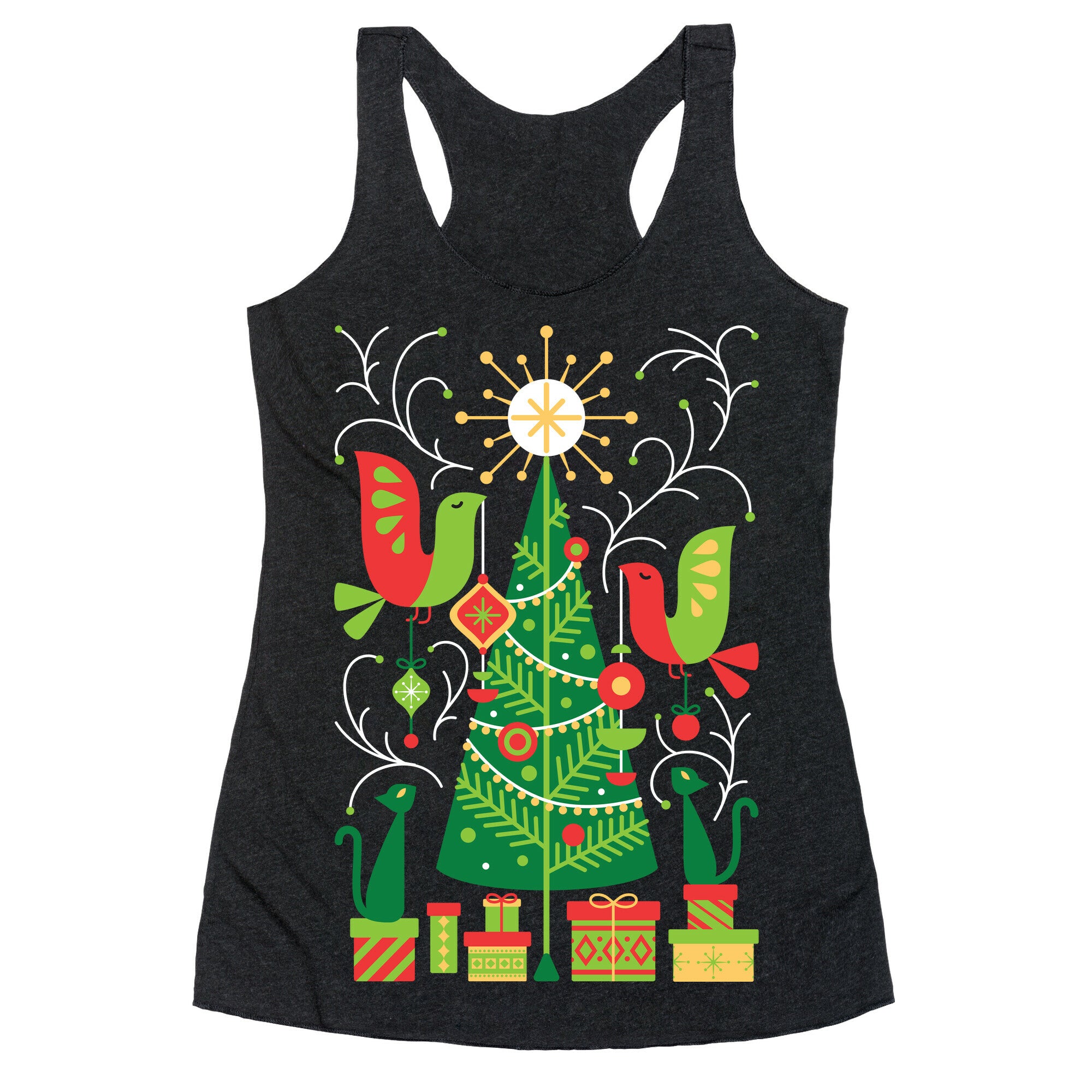 Vintage Christmas Tree Decorating Racerback Tank